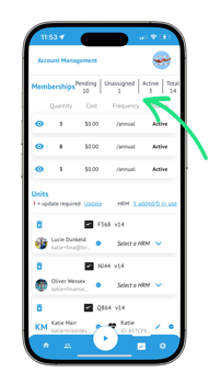 Memberships status