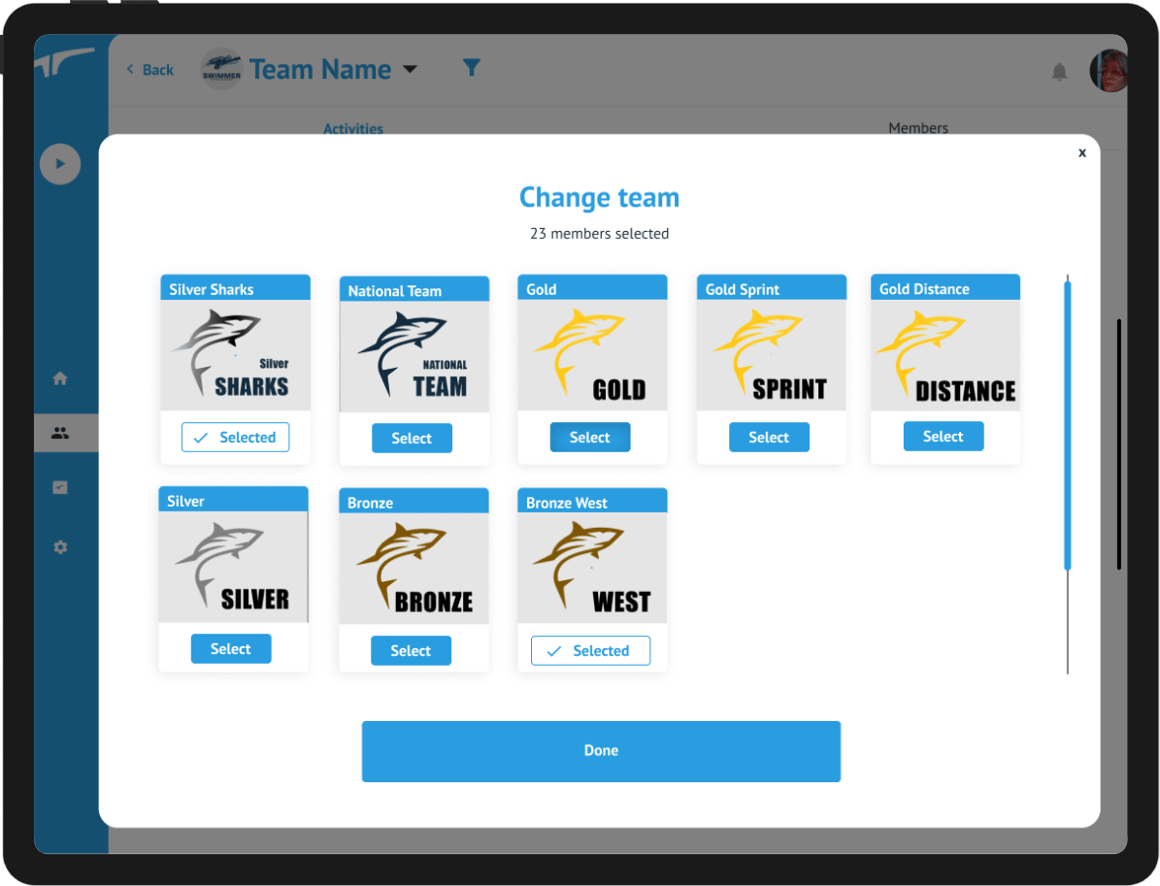 Team Change Gui Managing Teams